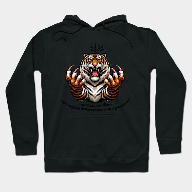 Thai Tattoo Parody "Sak Yant Tiger" Hoodie by Rawlifegraphic